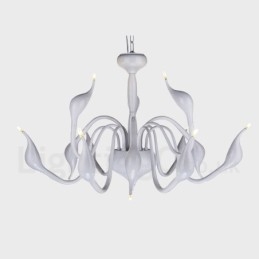 Lámpara colgante moderna de metal blanco con forma de cisne de 12 luces