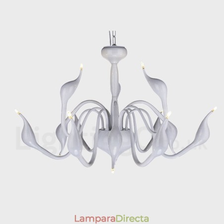 Lámpara colgante moderna de metal blanco con forma de cisne de 12 luces Lámpara colgante moderna de metal blanco con forma de cisne de 12 luces