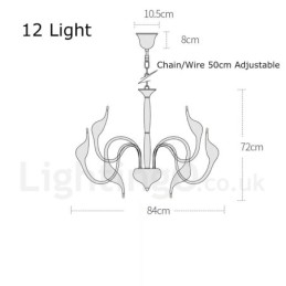 Lámpara colgante moderna de metal blanco con forma de cisne de 12 luces