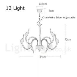 Lámpara colgante moderna de metal negro con forma de cisne de 12 luces