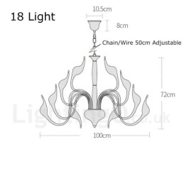 Lámpara de araña de cisne posmoderna de 18 luces de acero inoxidable con acabado cromado G4