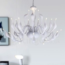 Lámpara de araña moderna de 24 luces con forma de cisne, G4, chapado en blanco