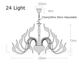 Lámpara de araña moderna de 24 luces con forma de cisne, G4, chapado en blanco