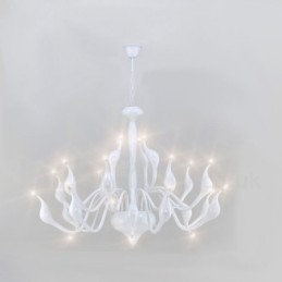 Lámpara de araña moderna de 24 luces con forma de cisne, G4, chapado en blanco
