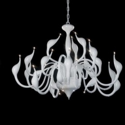 Lámpara de araña moderna de 24 luces con forma de cisne, G4, chapado en blanco