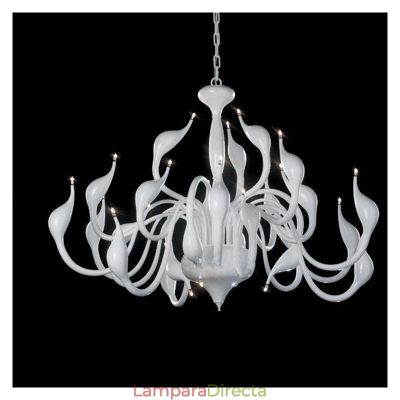 Lámpara de araña moderna de 24 luces con forma de cisne, G4, chapado en blanco