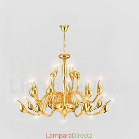 Lámpara de araña moderna de 24 luces con forma de cisne, G4, chapada en oro Lámpara de araña moderna de 24 luces con forma de cisne, G4, chapada en oro