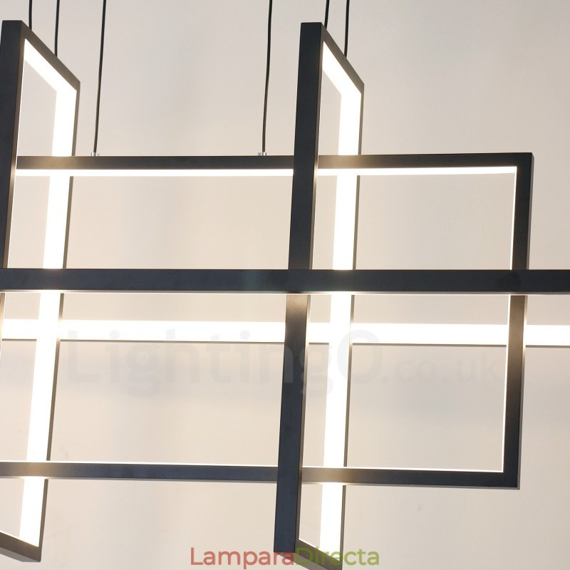 Lámpara colgante regulable de diseño moderno con cuatro rectángulos