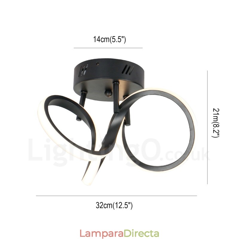 Lámpara de techo redonda empotrada de estilo nórdico moderno y contemporáneo, regulable, con interruptor Triac, color negro