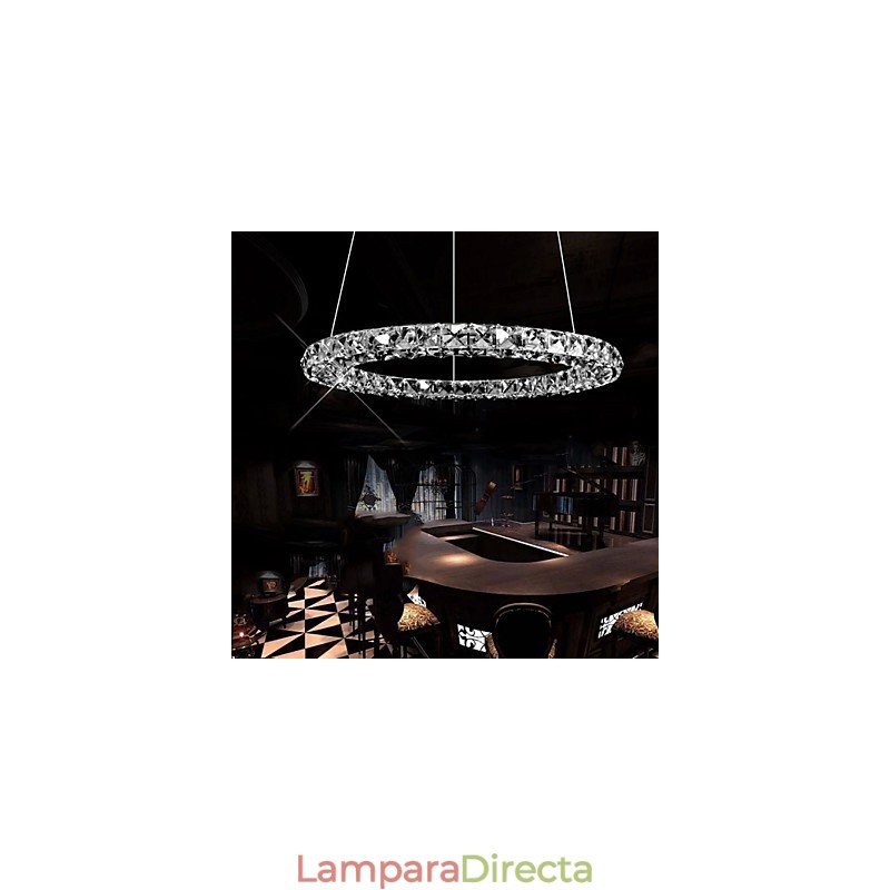 Lámpara colgante de cristal moderna de 40 cm de diámetro y tres lados, de cristal K9, para interiores.