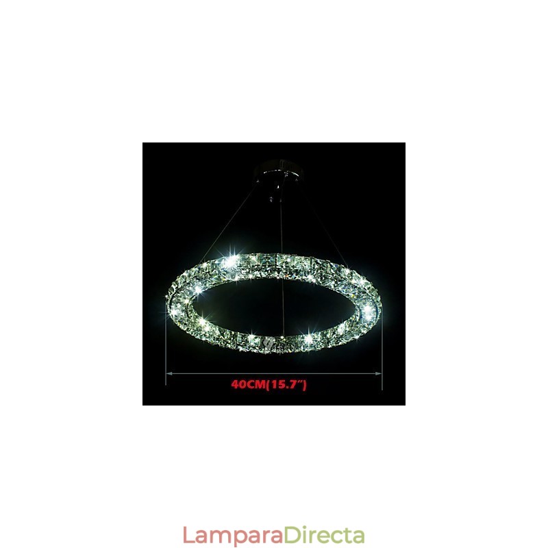 Lámpara colgante de cristal moderna de 40 cm de diámetro y tres lados, de cristal K9, para interiores.