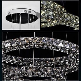 Lámpara colgante de cristal moderna de 40 cm de diámetro y tres lados, de cristal K9, para interiores.