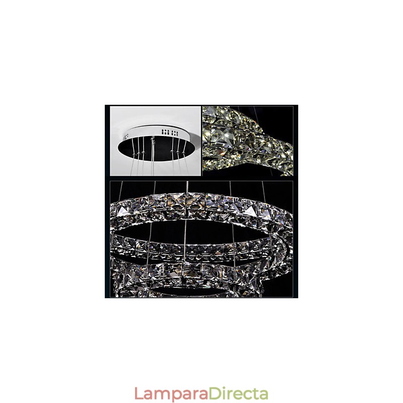 Lámpara colgante de cristal moderna de 40 cm de diámetro y tres lados, de cristal K9, para interiores.