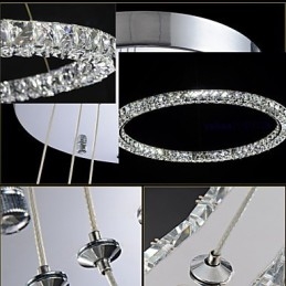 Lámpara colgante de cristal moderna de 40 cm de diámetro y tres lados, de cristal K9, para interiores.