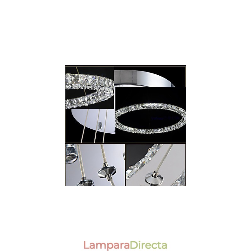 Lámpara colgante de cristal moderna de 40 cm de diámetro y tres lados, de cristal K9, para interiores.