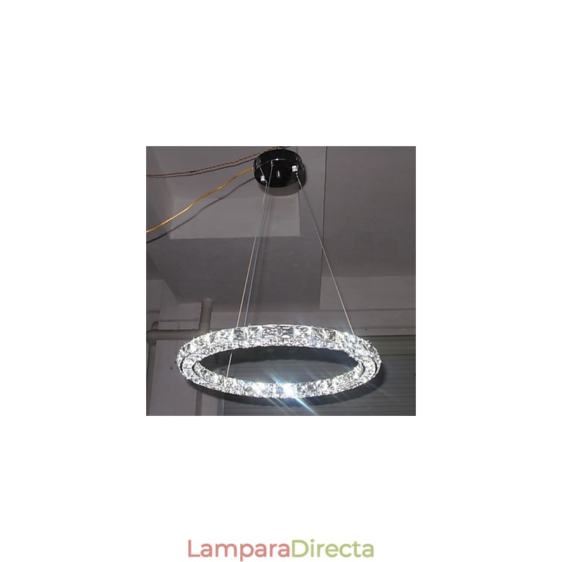 Lámpara colgante de cristal moderna de 40 cm de diámetro y tres lados, de cristal K9, para interiores.