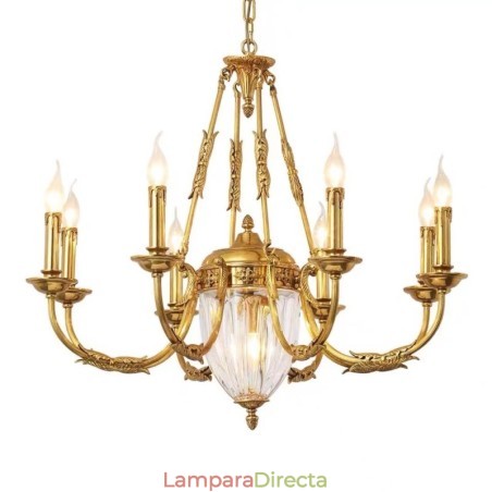 Lámpara de araña de cristal francesa de lujo, totalmente de cobre, para comedor. Lámpara de araña de cristal francesa de lujo, totalmente de cobre, para comedor.