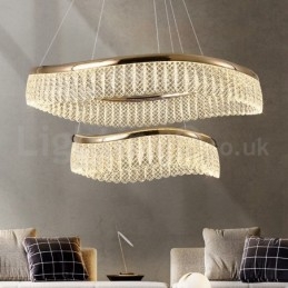 Lámpara colgante de cristal cuadrada de 1 y 2 anillos, luminaria de techo interior de cristal K9