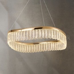 Lámpara colgante de cristal cuadrada de 1 y 2 anillos, luminaria de techo interior de cristal K9