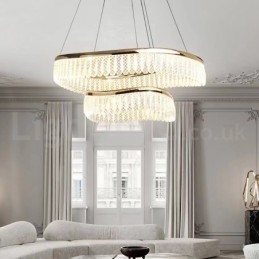 Lámpara colgante de cristal cuadrada de 1 y 2 anillos, luminaria de techo interior de cristal K9