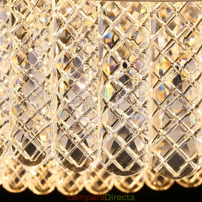 Lámpara colgante de cristal cuadrada de 1 y 2 anillos, luminaria de techo interior de cristal K9