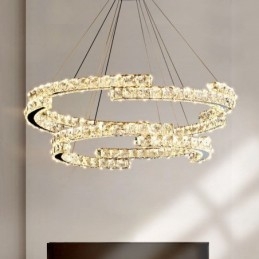 Lámpara colgante redonda de cristal K9 de lujo para techo de interior.