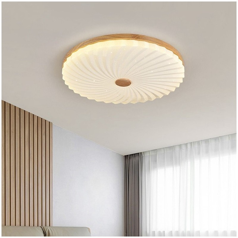 Lámpara de techo empotrada de madera maciza, redonda, sencilla y moderna, de estilo nórdico