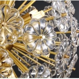 Lámpara colgante nórdica esférica de cristal de diente de león de latón