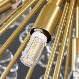 Lámpara colgante nórdica esférica de cristal de diente de león de latón