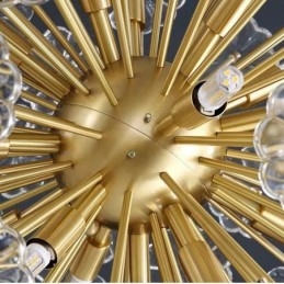Lámpara colgante nórdica esférica de cristal de diente de león de latón