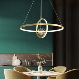Lámpara colgante nórdica moderna con círculo dorado