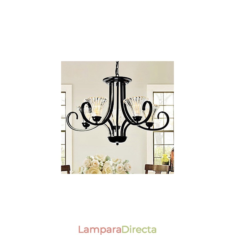 Lámpara de araña vintage de estilo europeo de 5 luces con brazo de cuerno