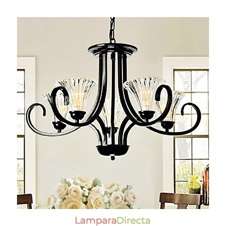 Lámpara de araña vintage de estilo europeo de 5 luces con brazo de cuerno Lámpara de araña vintage de estilo europeo de 5 luces con brazo de cuerno