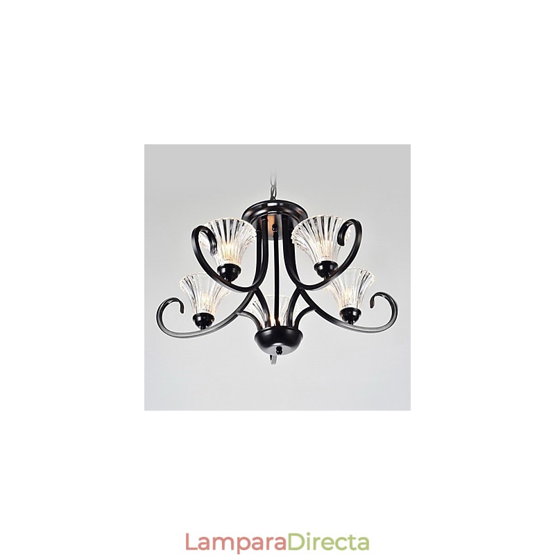 Lámpara de araña vintage de estilo europeo de 5 luces con brazo de cuerno