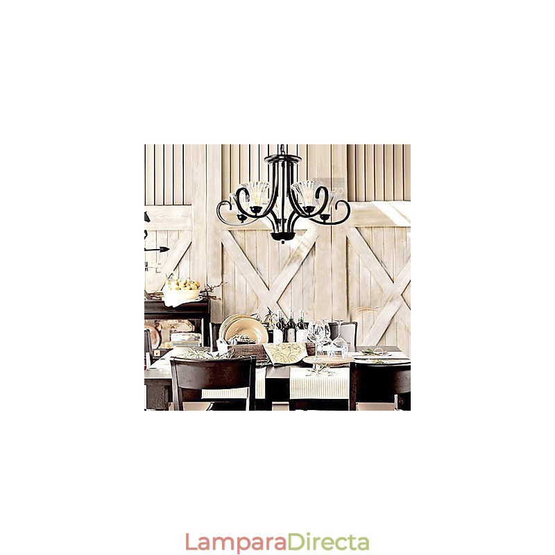 Lámpara de araña vintage de estilo europeo de 5 luces con brazo de cuerno