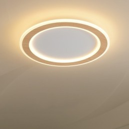 Lámpara de techo empotrada moderna de madera redonda, accesorio de iluminación para interiores