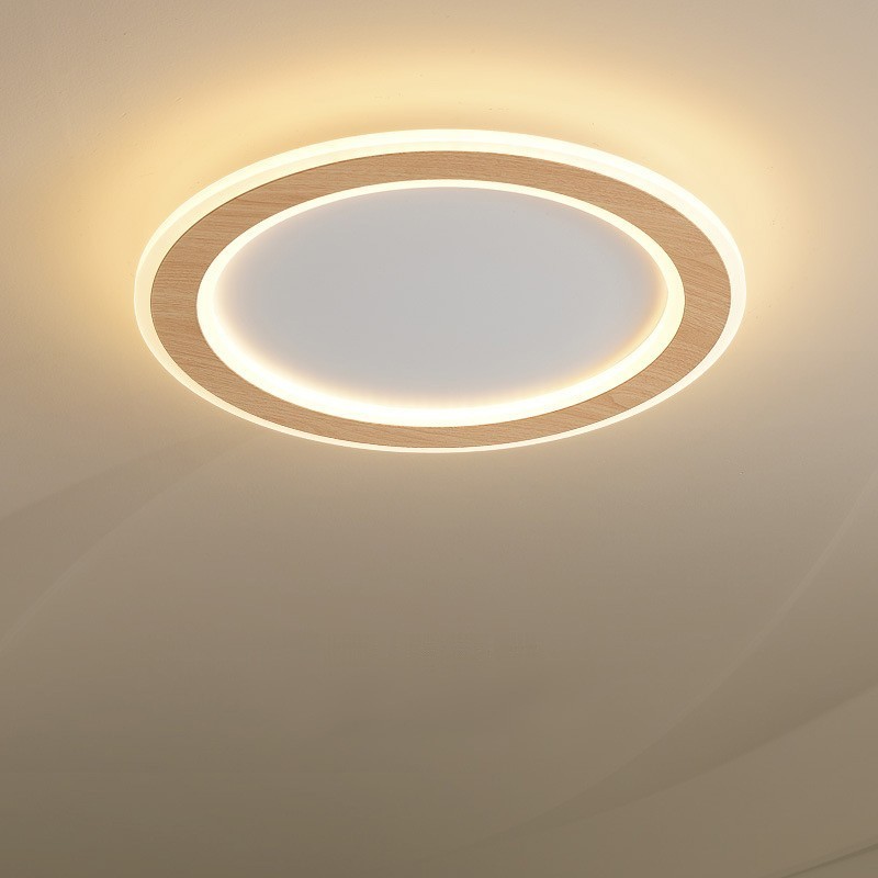 Lámpara de techo empotrada moderna de madera redonda, accesorio de iluminación para interiores