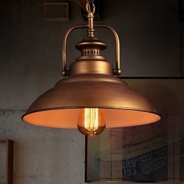 Lámpara colgante retro con pantalla de metal tipo paraguas de estilo antiguo de fábrica
