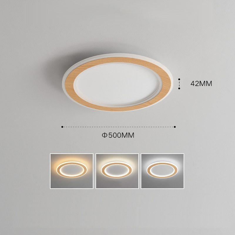 Lámpara de techo empotrada moderna de madera redonda, accesorio de iluminación para interiores