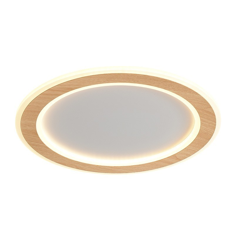Lámpara de techo empotrada moderna de madera redonda, accesorio de iluminación para interiores