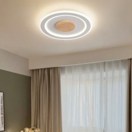 Lámpara de techo empotrada moderna de madera redonda, accesorio de iluminación para interiores