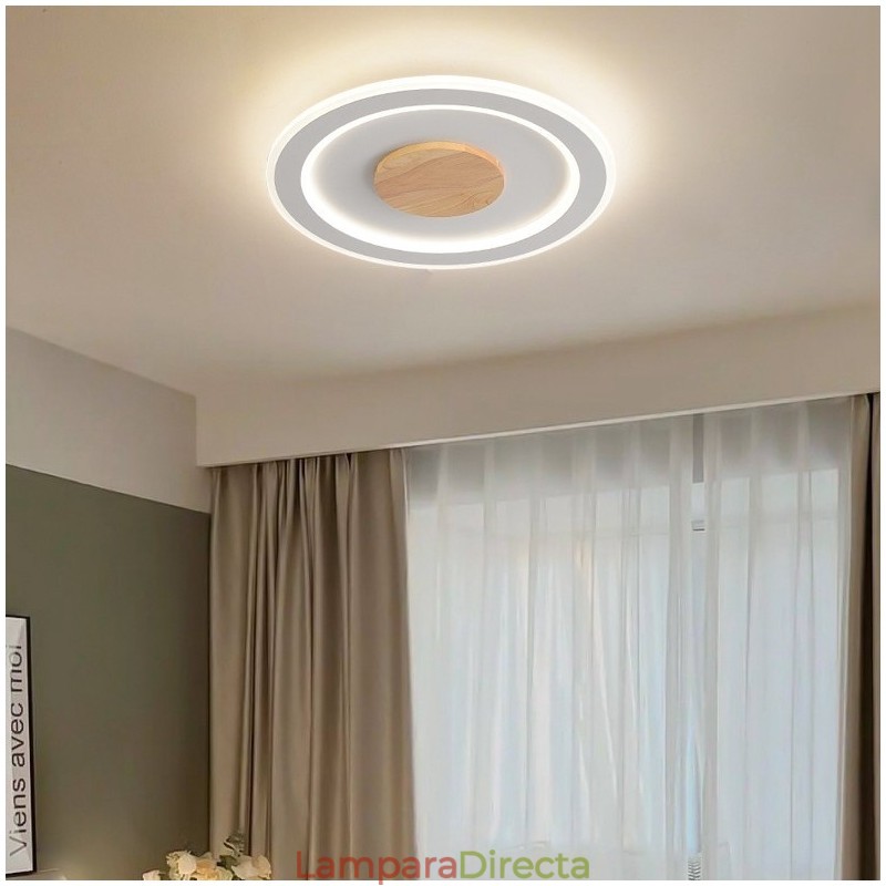 Lámpara de techo empotrada moderna de madera redonda, accesorio de iluminación para interiores