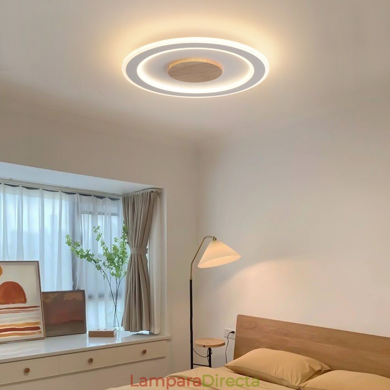 Lámpara de techo empotrada moderna de madera redonda, accesorio de iluminación para interiores