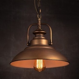 Lámpara colgante retro con pantalla de metal tipo paraguas de estilo antiguo de fábrica