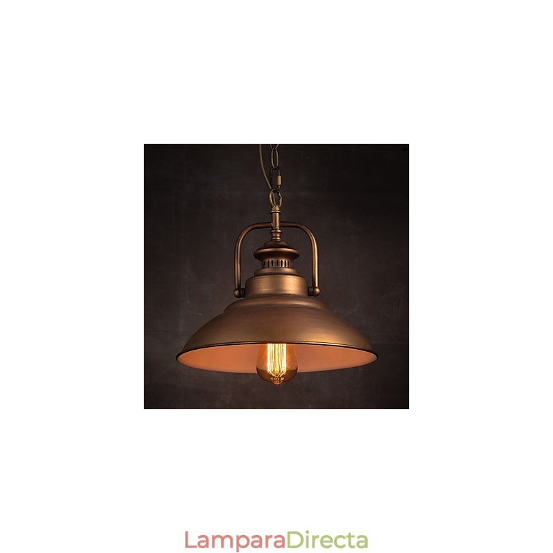 Lámpara colgante retro con pantalla de metal tipo paraguas de estilo antiguo de fábrica