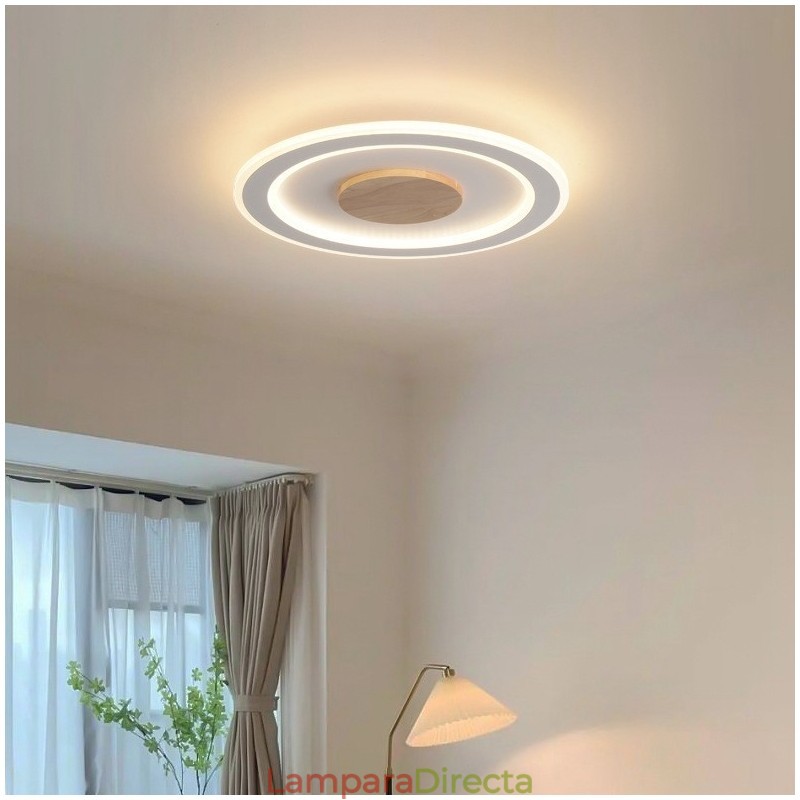 Lámpara de techo empotrada moderna de madera redonda, accesorio de iluminación para interiores