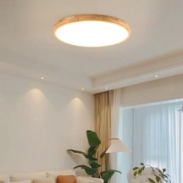 Lámpara de techo empotrada moderna de madera redonda, accesorio de iluminación para interiores