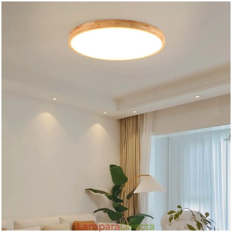 Lámpara de techo empotrada moderna de madera redonda, accesorio de iluminación para interiores