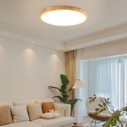 Lámpara de techo empotrada moderna de madera redonda, accesorio de iluminación para interiores