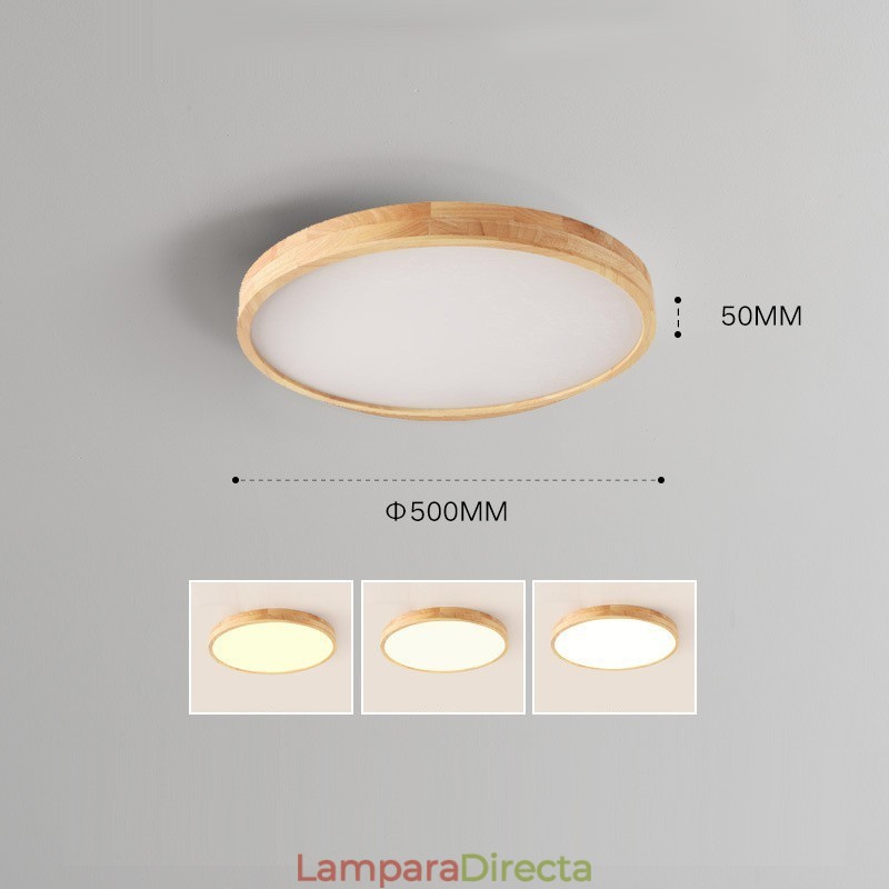 Lámpara de techo empotrada moderna de madera redonda, accesorio de iluminación para interiores